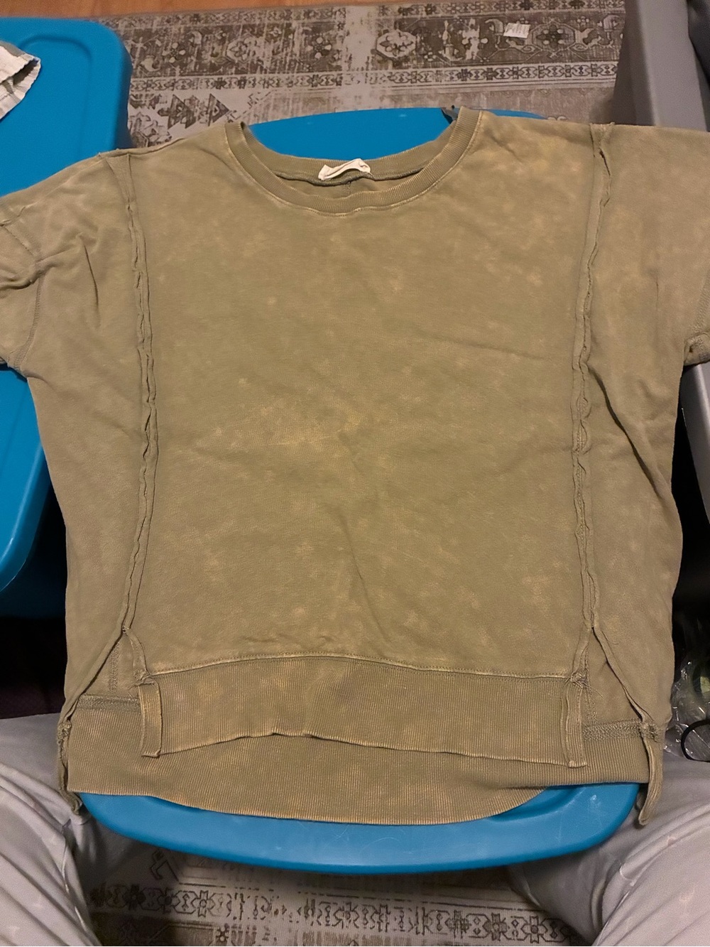 Women's Short-Sleeve Pullover Sweatshirt - Olive Green